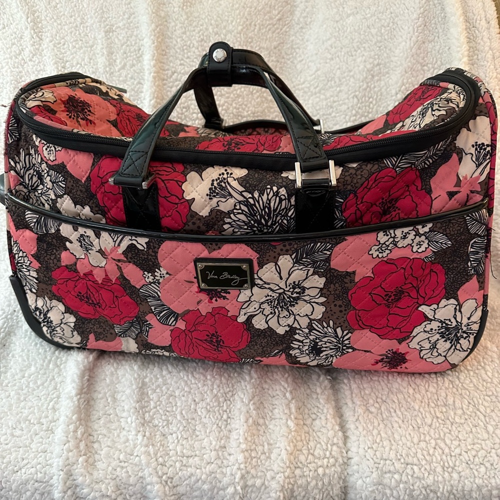 Vera Bradley Mocha Rouge Rolling Duffle Travel Suitcase
